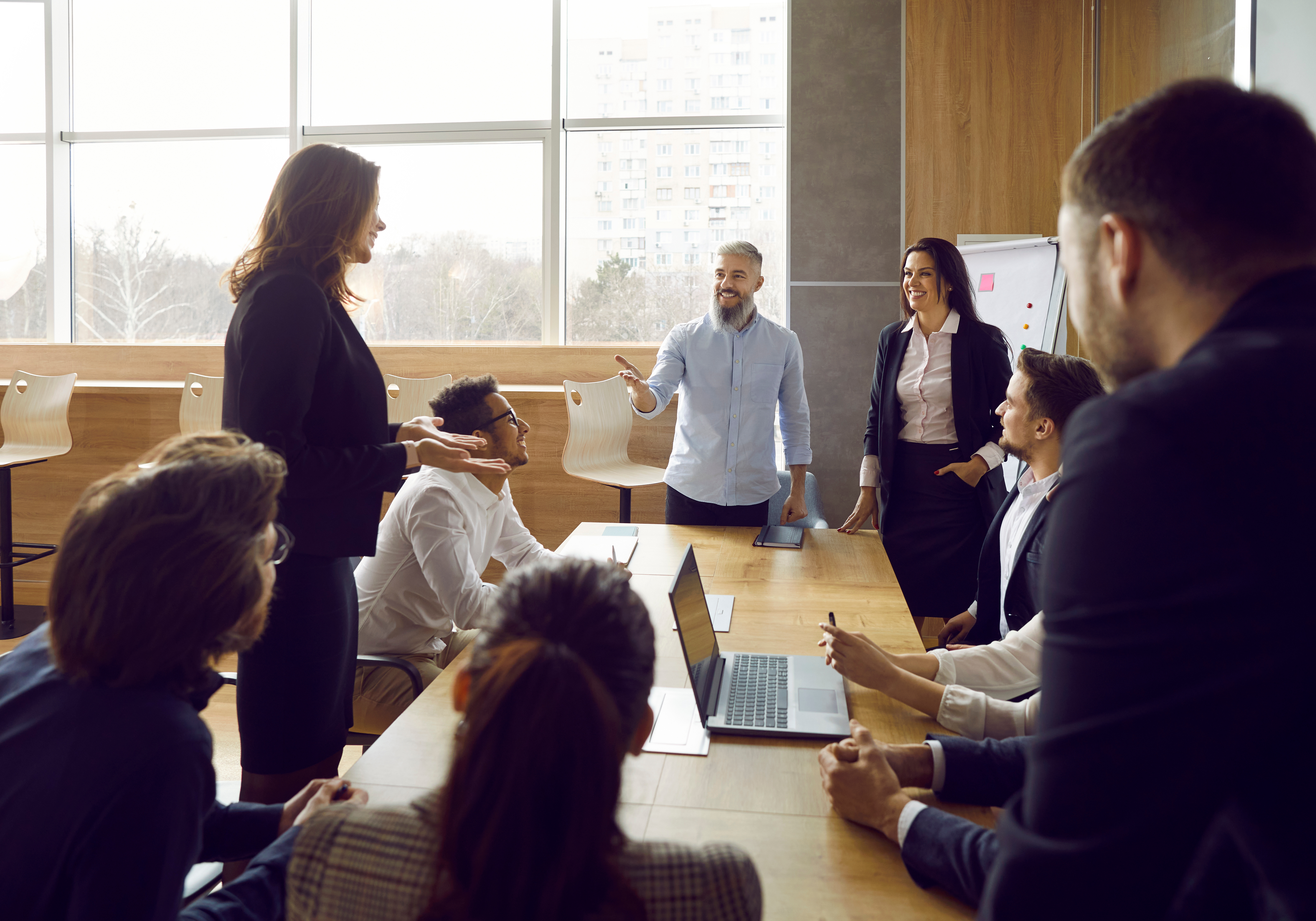 Team gathered around table